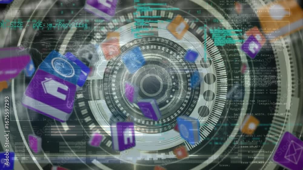 Poster digital animation showcases a modern business and internet interface.