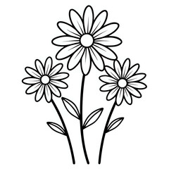 bouquet of flowers ,illustration outline black isolated on white background