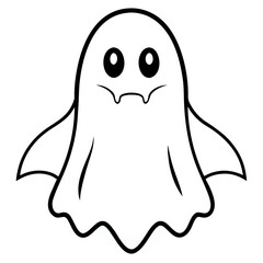 halloween ghost ,illustration outline black isolated on white background