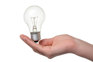Holding a light bulb in an open hand highlighting innovation and creativity in a minimalistic setting for idea generation