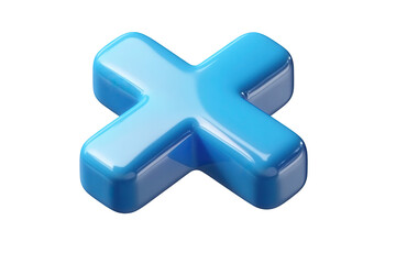 Obraz premium Icon representing a blue cartoon cross button designed in plastic style on a transparent background for user interface applications