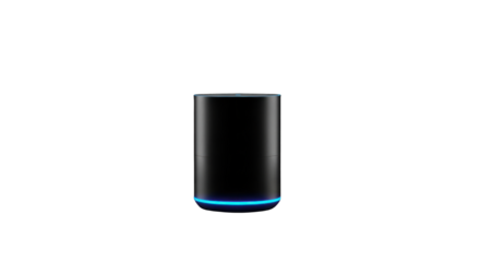 Sleek wireless speaker with an illuminated accent on a stark dark background