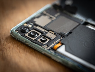 Innenleben eines defekten Smartphones
