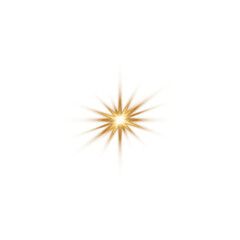 Radiant golden sunburst with glowing flare and transparent background