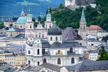 Obraz premium Cityscape of Old town of Salzburg, birthplace of Mozart and a UNESCO World Heritage Site, in Salzburg, Austria
