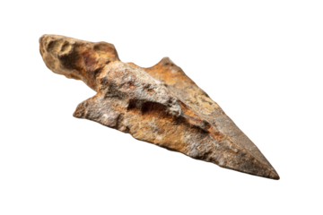 Ancient Rusted Arrowhead on Black Background