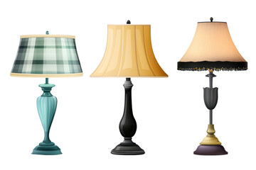 Obraz premium Stylish table lamps in various designs and colors for home decor and lighting