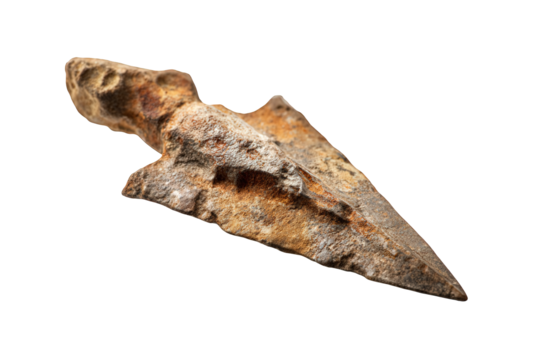 Ancient Rusted Arrowhead on Black Background