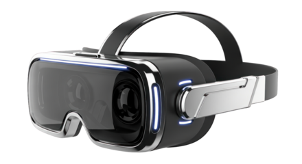 Sleek virtual reality headset for immersive digital experiences and gaming applications