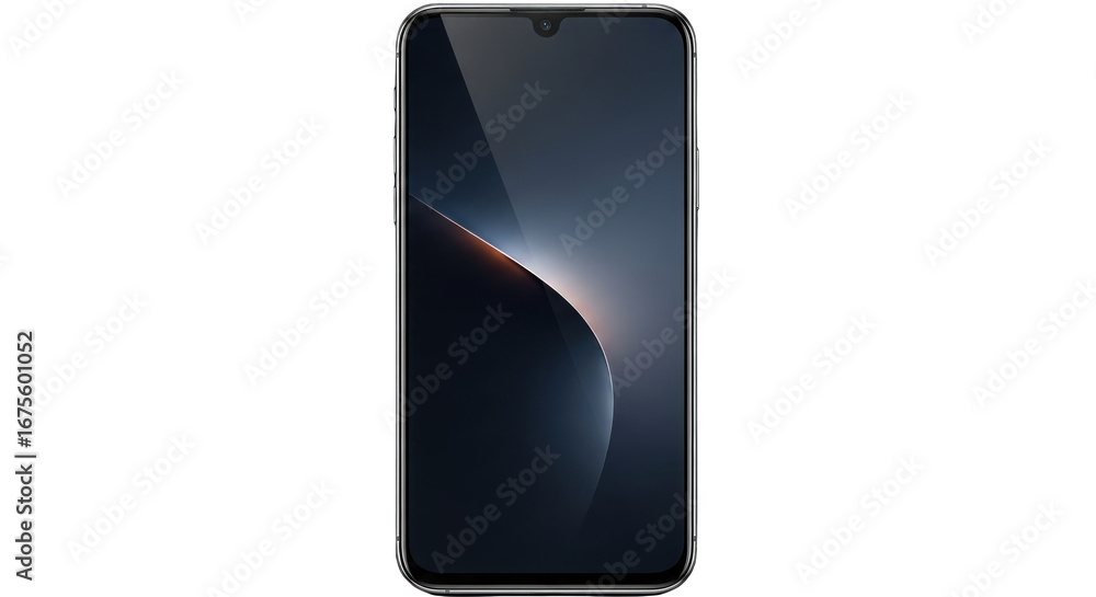 Poster sleek smartphone display with captivating gradient and minimalistic design on black backdrop