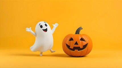  Cute and Playful Halloween Ghost and Pumpkin Loop