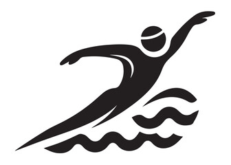 swimming logo silhouette vector, swimmer silhouette vector illustration, water swimmer silhouette vector design, water sports swimming logo silhouette vector on white background