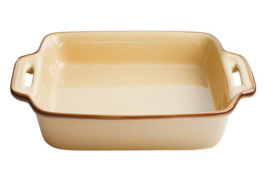 Isolated baking dish in a subtle beige color, perfect for casseroles and oven-baked recipes, showcasing elegance and practicality for kitchen cooking