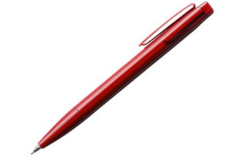 Red pen isolated on a transparent background for office or school use showcasing a simple yet elegant design and perfect for writing tasks or creative projects