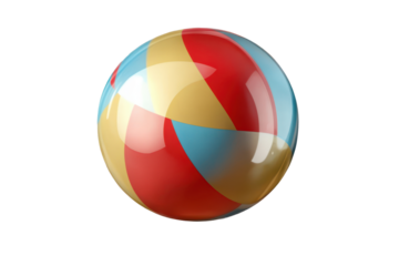 Colorful classic beach ball isolated on transparent background perfect for summer fun and leisure activities