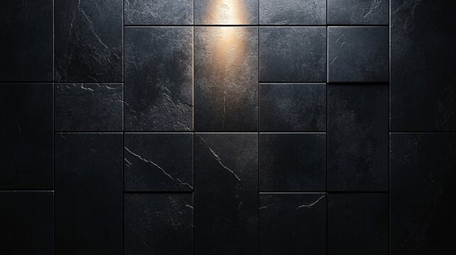 Modern Dark Stone Wall with Golden Spotlight Background
