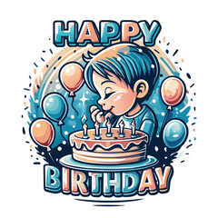 Birthday cake with boy