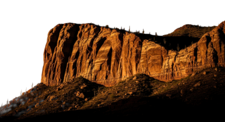 Majestic cliffs illuminated by the setting sun in the Arizona desert landscape