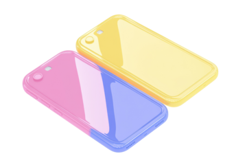 Colorful plastic smartphone icons in a cartoon style showcasing vibrant design elements and playful aesthetics