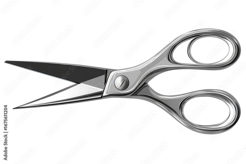 Poster silver stainless scissors isolated on a light background showcasing sharp blades and ergonomic handl