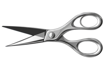 Fototapeta premium Silver stainless scissors isolated on a light background showcasing sharp blades and ergonomic handles for efficient cutting and crafting tasks