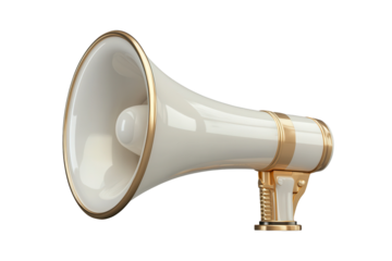 Megaphone placed on an isolated transparent background, showcasing its design features and providing a clear view of the device's structure and coloring in a gigapixel low resolution format