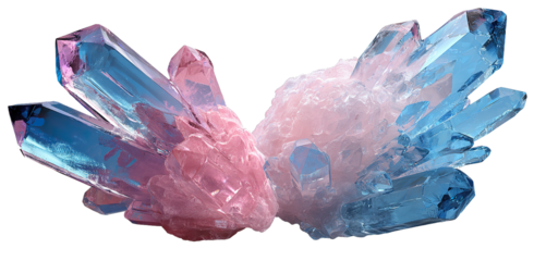 Colorful Iridescent Crystal Cluster on Transparent Background