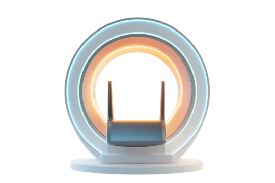 Modern CT scanner featuring circular gantry and advanced gigapixel imaging technology in a clinical setting