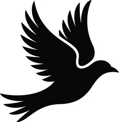 Fototapeta premium Black bird in flight flying wings