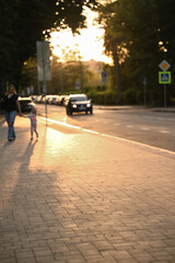 street summer evening sunset blur