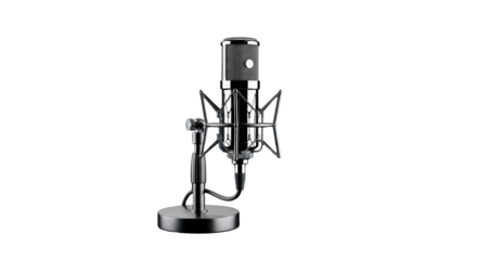 Studio microphone in minimalistic presentation conveying professional recording equipment