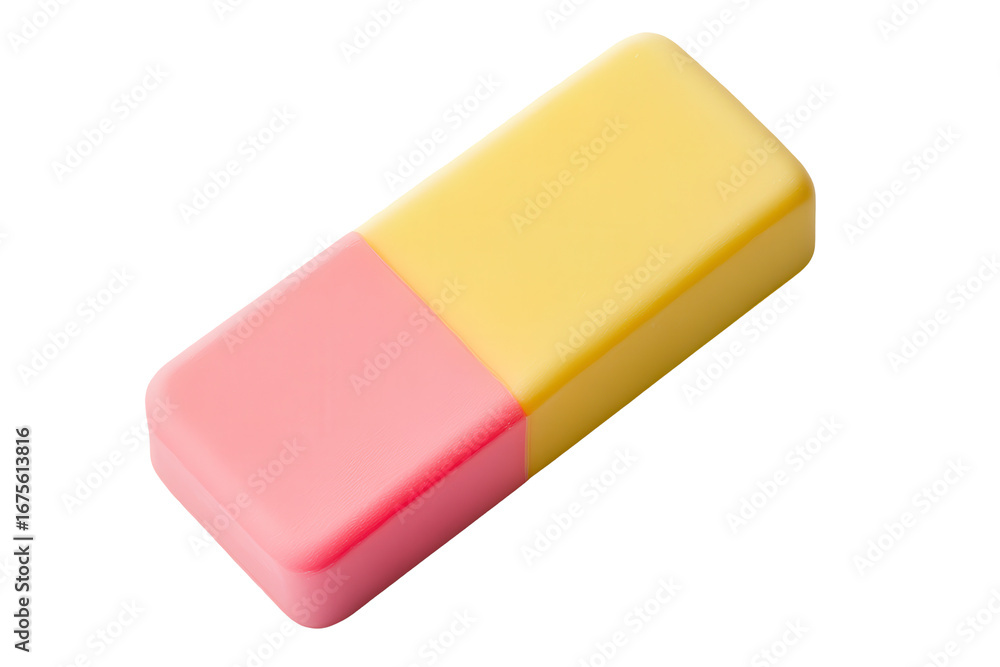 Poster eraser on a transparent background showcasing a pink and yellow design with smooth edges ideal for c