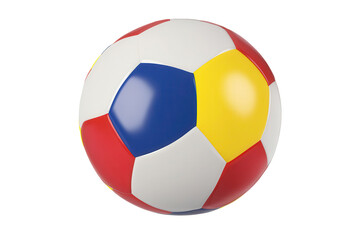 Obraz premium Colorful ball used for recreational sports, showcasing vibrant patterns suitable for various ball games in parks and sports fields