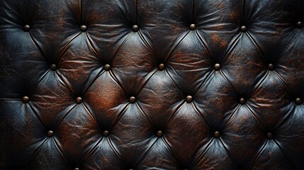 Naklejka premium Luxurious deep brown tufted leather upholstery background