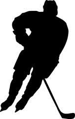 Hockey player with ball black silhouette.