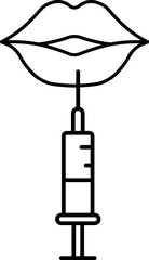Woman lips filler injection icon.
