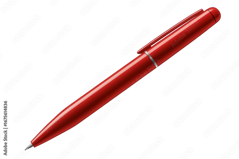 Poster red pen isolated on transparent background suitable for office use and digital design needs in profe