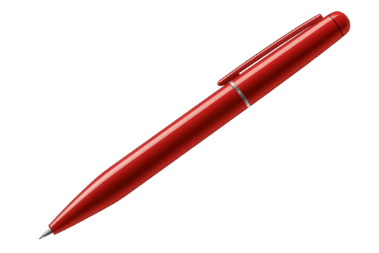 Red pen isolated on transparent background suitable for office use and digital design needs in professional settings