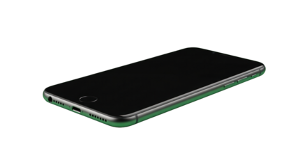 Sleek smartphone mockup with vibrant green accents against a dark gradient background