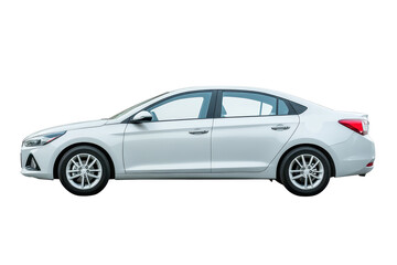 Fototapeta premium Passenger car isolated on a white background displaying sleek design and modern features, showcasing clarity and attention to detail
