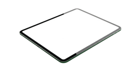 Sleek tablet device with a blank screen on a clean black background showcase the product