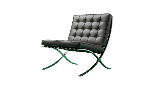 Luxurious black leather armchair illuminated against a dark backdrop, highlighting modern design