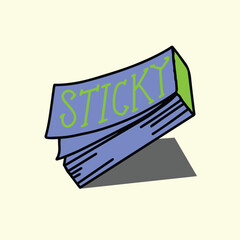 A Simple Hand-Drawn Illustration Of A Stack Of Sticky Notes. A Perfect Graphic Asset For Office And Educational Materials, As Well As A Fun Element In Coloring Books And Creative Projects