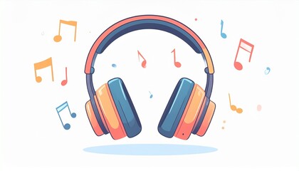 大きなヘッドフォンのシンプルなイラスト
