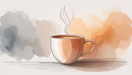 湯気が立ち上る、温かいコーヒーが入ったマグカップのイラスト