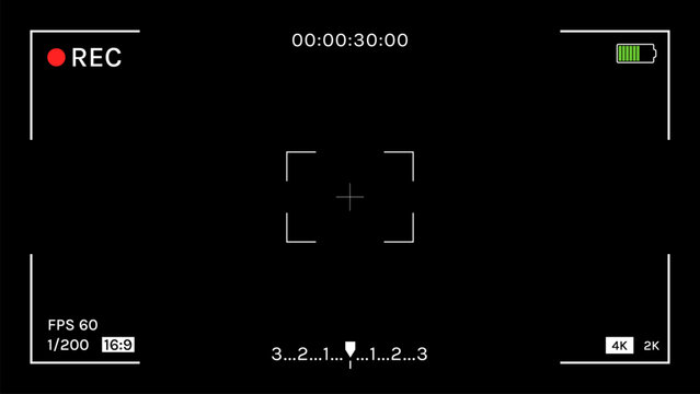 Camera Recording Screen Template, Digital Video Recorder Viewfinder with REC Interface Background