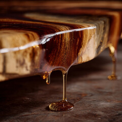 Fototapeta premium resin dripping down the table 