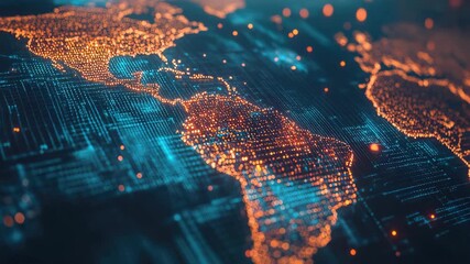 Map of the world with digital network overlaid, global connectivity through technology and communication networks. - Powered by Adobe