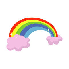 Cartoon Rainbow with Clouds Illustration