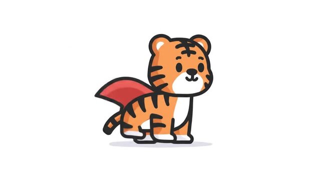Cute cartoon tiger in cape